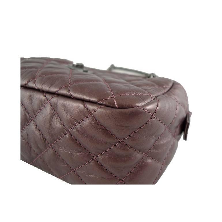 Chanel Reissue Metallic Purple Lambskin 2.55 Evening Purse Bag For Sale 2