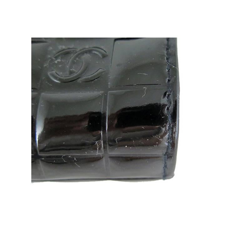 Chanel CC Mirror Black Patent Medium Evening Clutch Bag For Sale 5