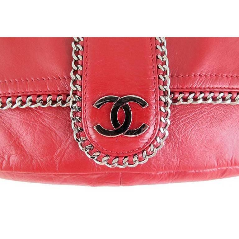 Chanel Red Lambskin Chain Around 10inch Medium 2.55 Seasonal Flap Bag ...