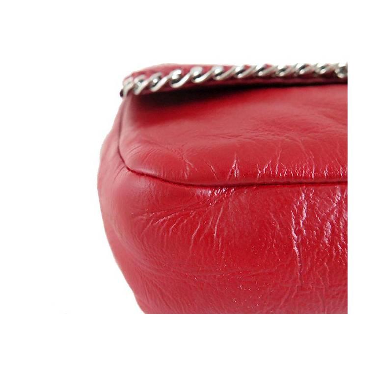 Chanel Red Lambskin Chain Around 10inch Medium 2.55 Seasonal Flap Bag For Sale 2