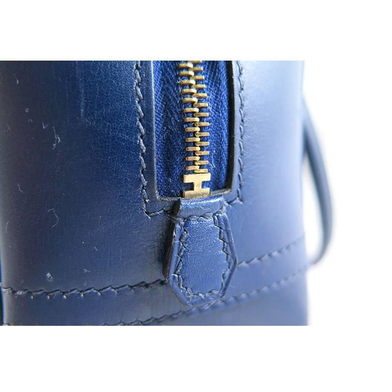 Hermes Blue Plume 20 Boxcalf Leather Gold Hardware In Good Condition For Sale In Singapore, SG