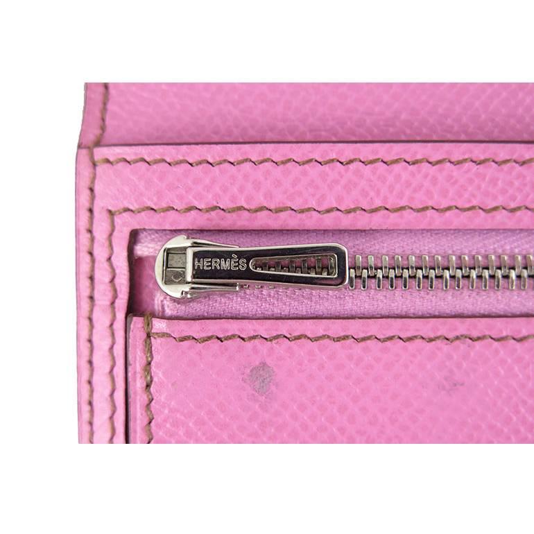 Women's Hermes 5P Bubblegum Pink Bearn Palladium Hardware Wallet - Rare For Sale