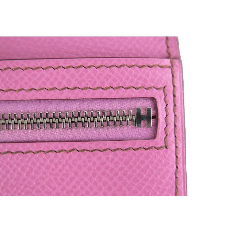 Hermes 5P Bubblegum Pink Bearn Palladium Hardware Wallet - Rare For Sale 1