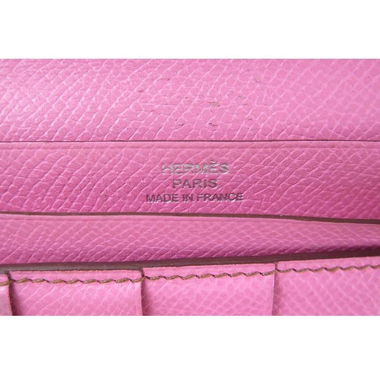 Hermes 5P Bubblegum Pink Bearn Palladium Hardware Wallet - Rare For Sale 2