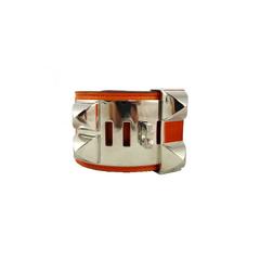 Hermes Cdc Collier De Chien Orange Swift Palladium Bracelet