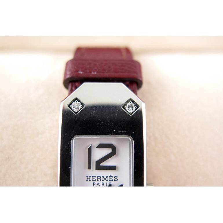 Hermes Stainless steel Diamond Kelly quartz Wristwatch  In New Condition For Sale In Singapore, SG