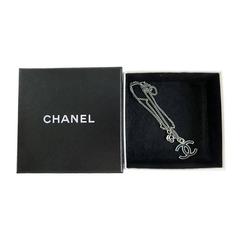 Chanel Black CC Pendant Silver Chain Necklace