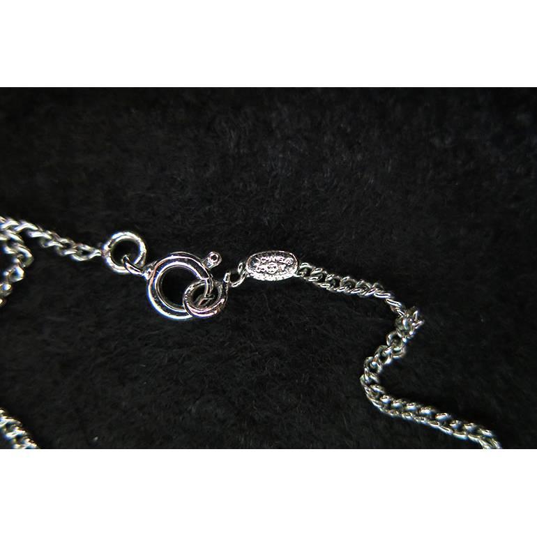 Chanel Black CC Pendant Silver Chain Necklace In New Condition For Sale In Singapore, SG