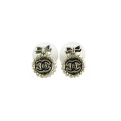 Chanel Gold Medallion CC Earrings Ear Studs
