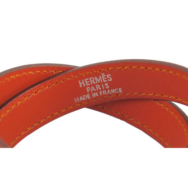 Women's or Men's Hermes Orange Kelly Double Tour KDT Guilloche Bracelet Bangle - Rare For Sale