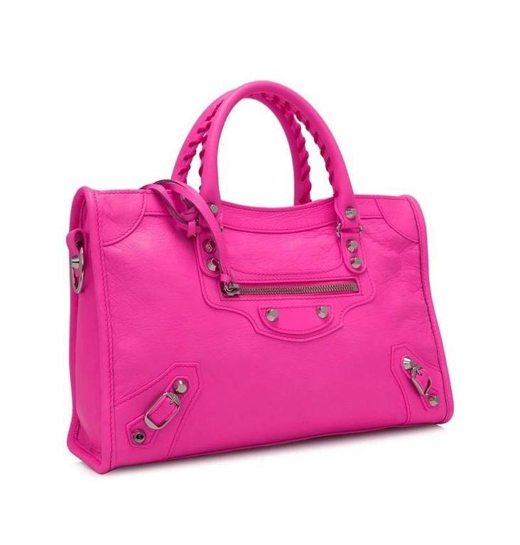 Balenciaga 2016 Hot Pink Small City Classic Silver Hardware For Sale at