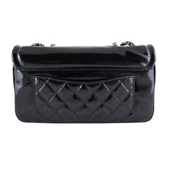 Chanel Black Patent Cc Medium Flap Shoulder Bag