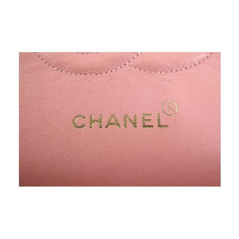 Women's Chanel Pink Lambskin 2.55 Classic Medium Double Flap Evening Bag