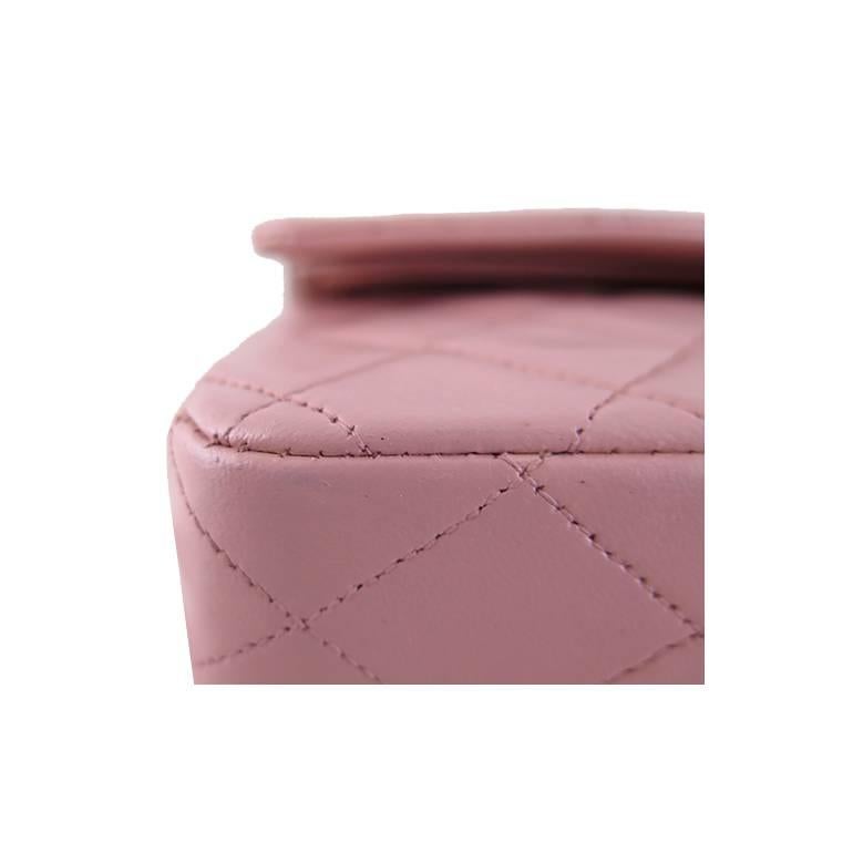 Chanel Pink Lambskin 2.55 Classic Medium Double Flap Evening Bag 2