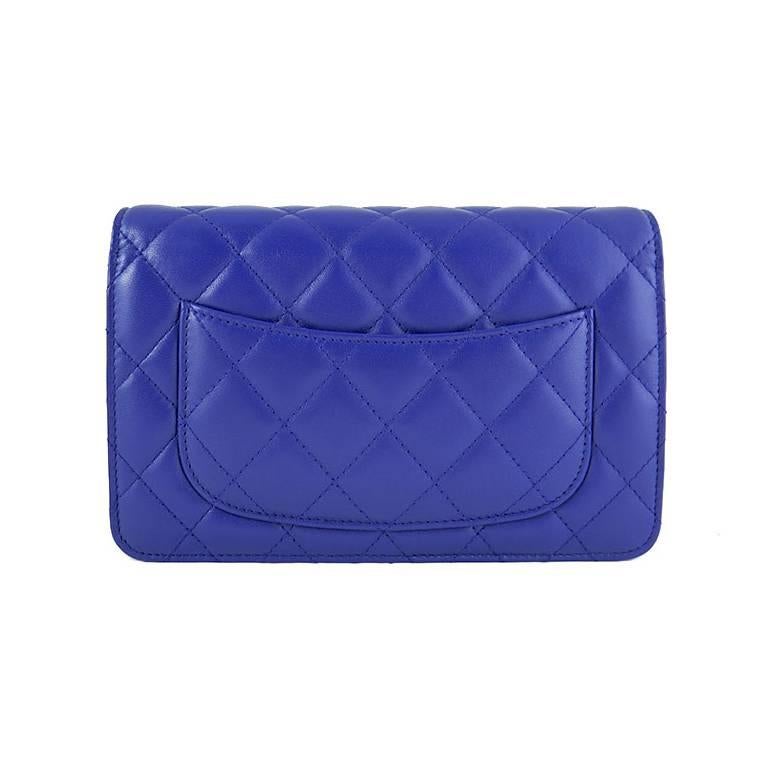 Chanel Purple Blue Lambskin Classic CC Three Way Wallet on Chain In New Condition In Singapore, SG