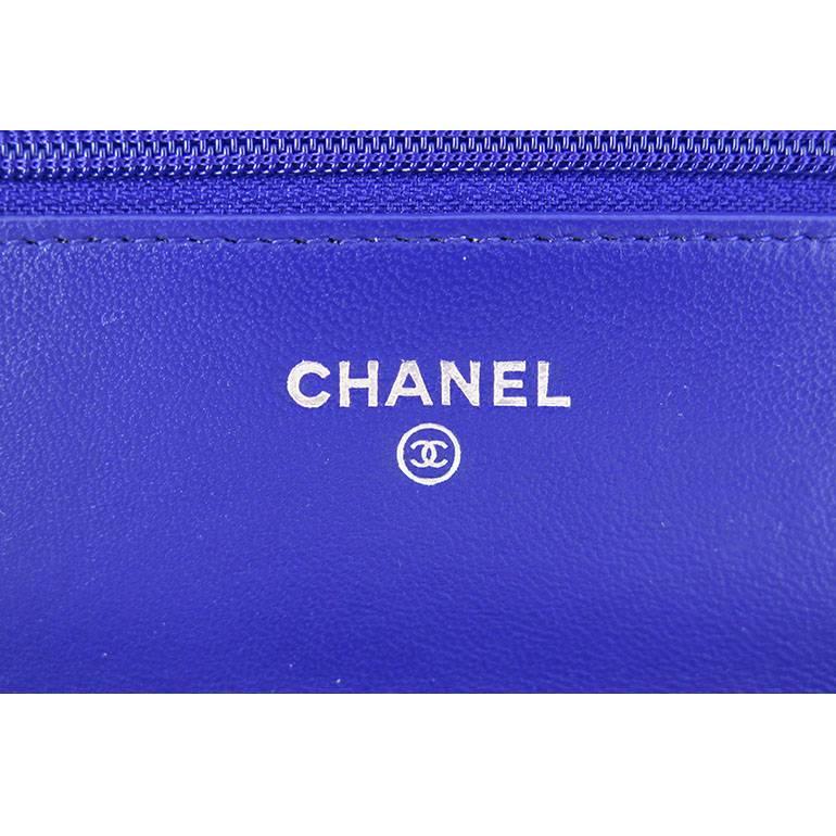 Chanel Purple Blue Lambskin Classic CC Three Way Wallet on Chain 3