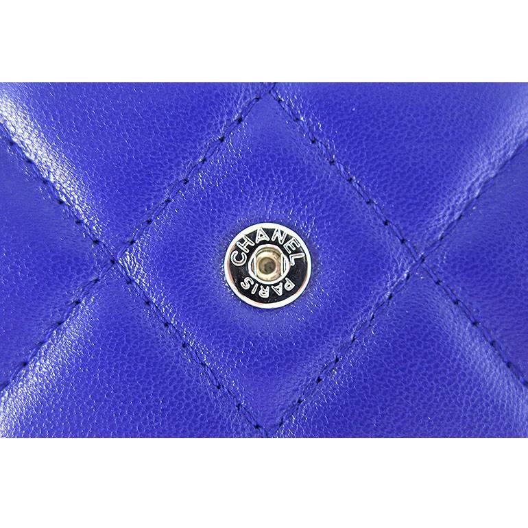 Chanel Purple Blue Lambskin Classic CC Three Way Wallet on Chain 1