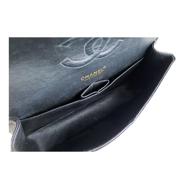 Chanel Black Caviar 10inch Medium 2.55 Classic Double Flap Bag For Sale 2