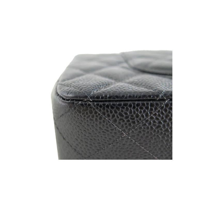 Chanel Black Caviar 10inch Medium 2.55 Classic Double Flap Bag For Sale 4