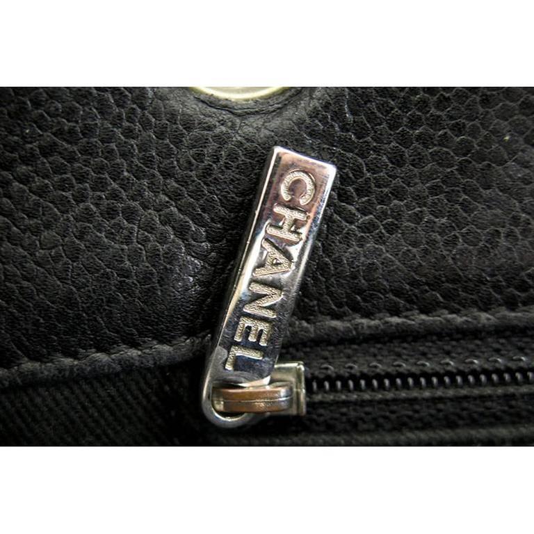 Chanel PST Black Caviar Leather Petite Shopping Tote Silver Hardware For  Sale at 1stDibs