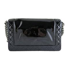 Chanel Boy Black Patent Medium Evening Flap Bag