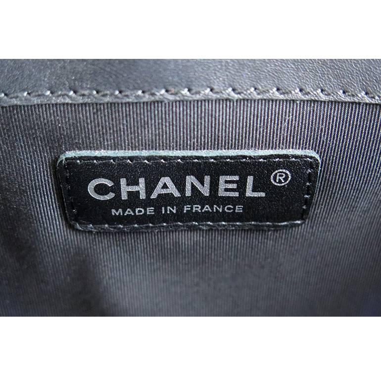 Chanel Boy Black Patent Medium Evening Flap Bag  For Sale 2