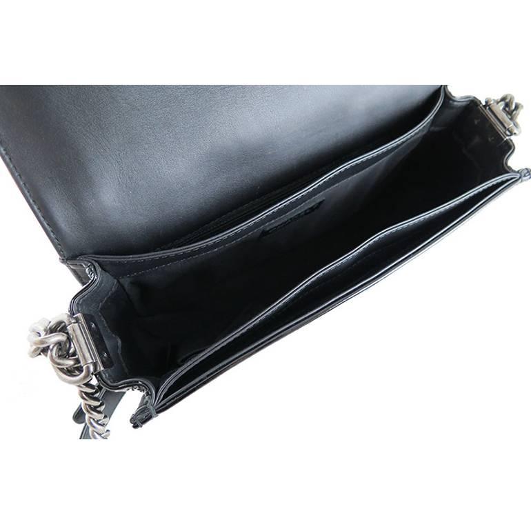 Chanel Boy Black Patent Medium Evening Flap Bag  For Sale 1