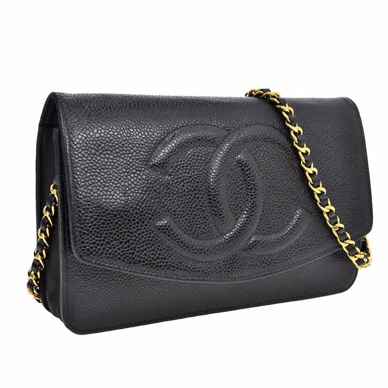 Chanel Woc Black Caviar Wallet On Chain 3 way Crossbody Bag For Sale