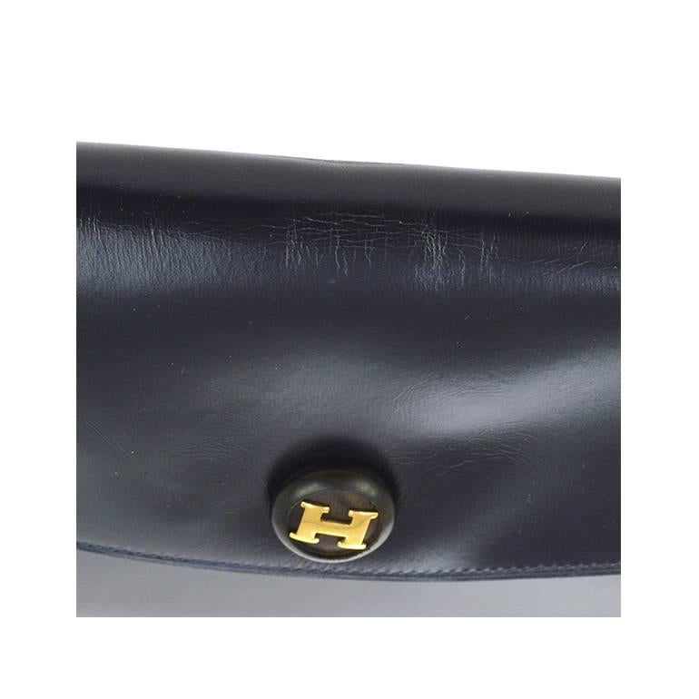 Hermes Pochette Navy Blue Rio Vintage Clutch Evening Purse For Sale 1