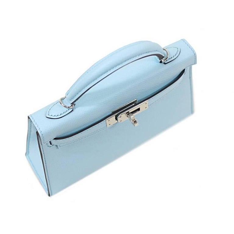 Kelly mini leather handbag Hermès Blue in Leather - 36649959