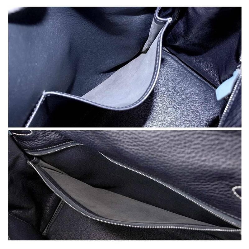 Hermes 4 color Kelly 35cm Blue Jean Blue Nuit Clemence Limited Edition - Rare For Sale 2