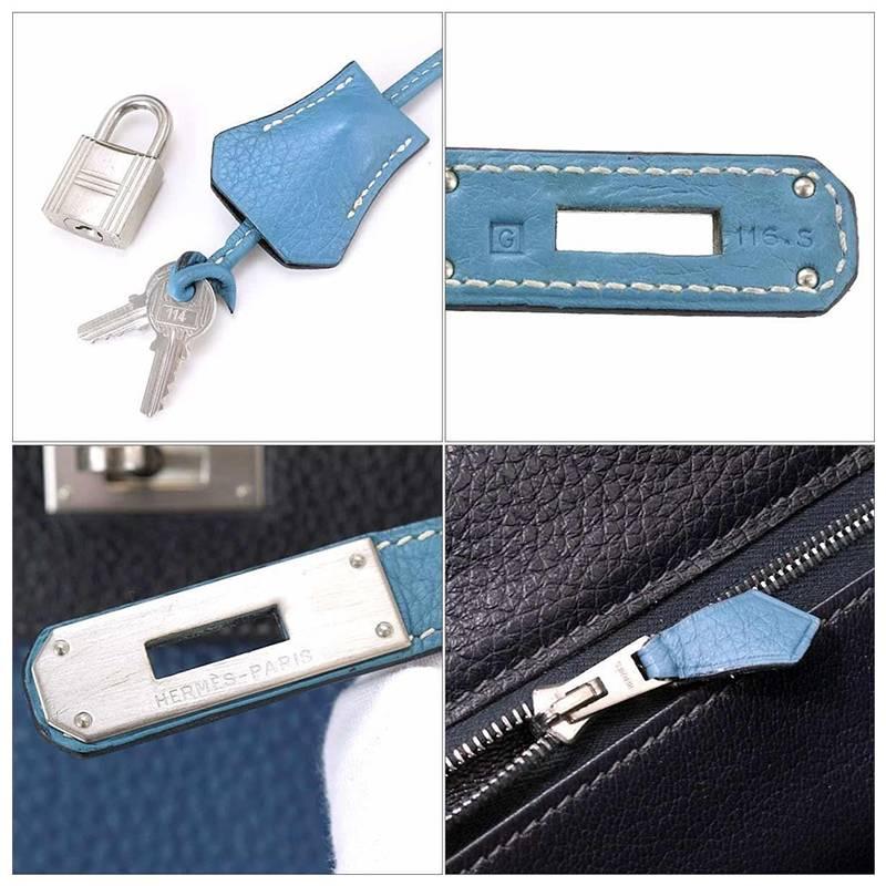 Hermes 4 color Kelly 35cm Blue Jean Blue Nuit Clemence Limited Edition - Rare For Sale 4