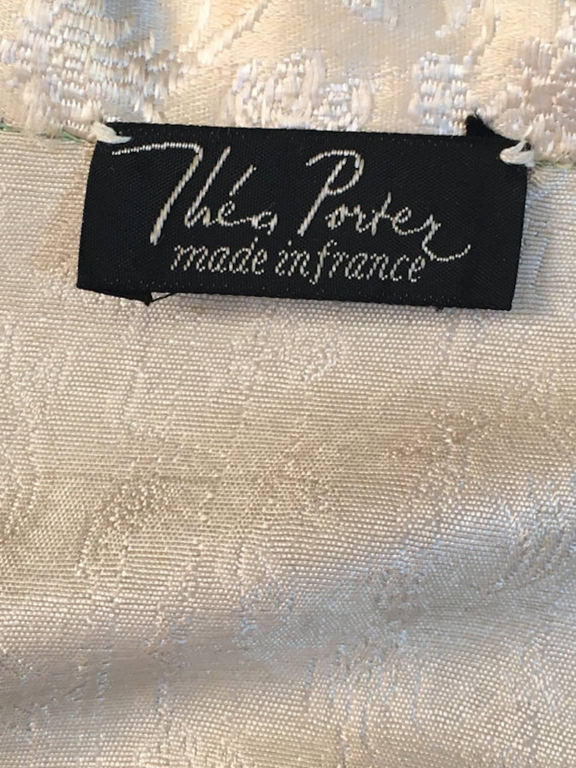 Beige Thea Porter Made In France Cream Satin Paisley Damask Maxi Coat UK 8 For Sale