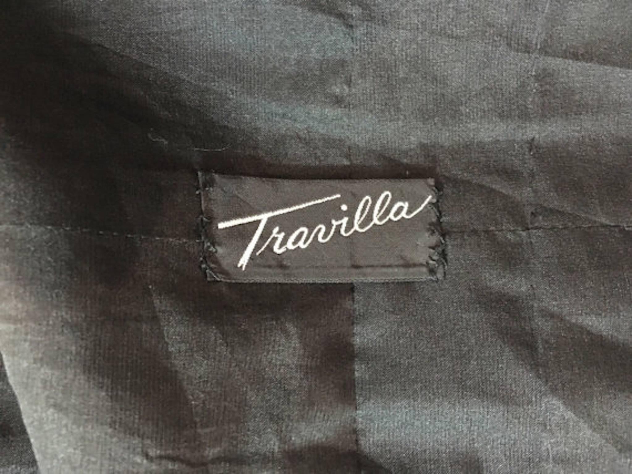Black Vintage William Travilla black Woven Silk 1950s Couture Fit & Flare Cocktail Dre For Sale