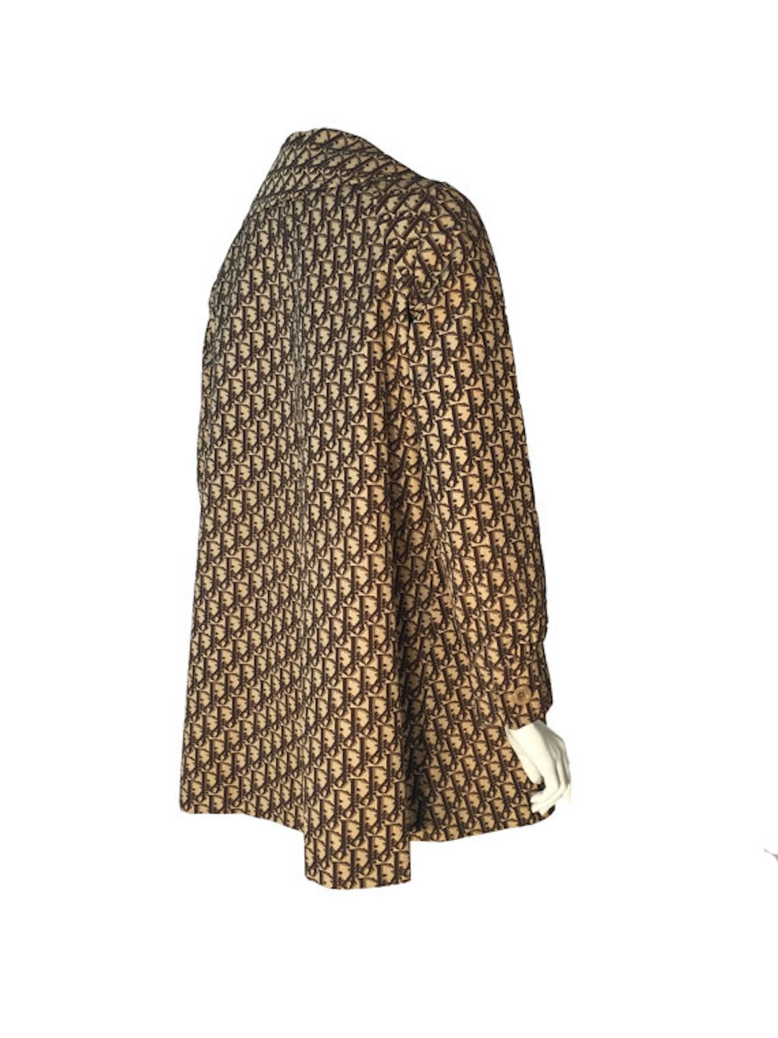 Brown Christian Dior Diorling 1960s Swing Monogram Coat Mac Raincoat Vintage 10 UK
