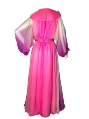 Norman Hartnell Vintage Silk Chiffon Grecian Maxi Dress