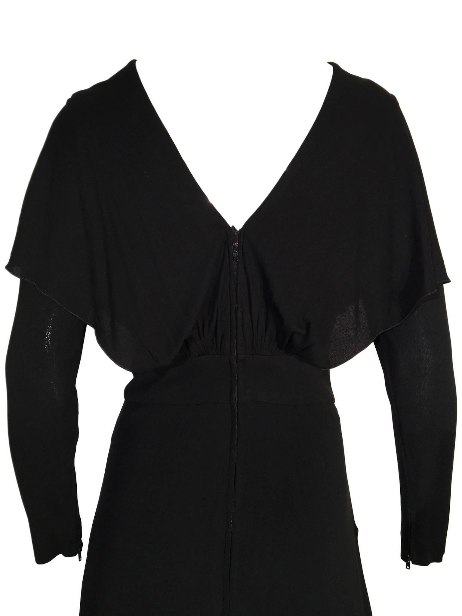 Black Vintage black Silk Jersey Full Length Gathered Art Deco Style Evening Dress