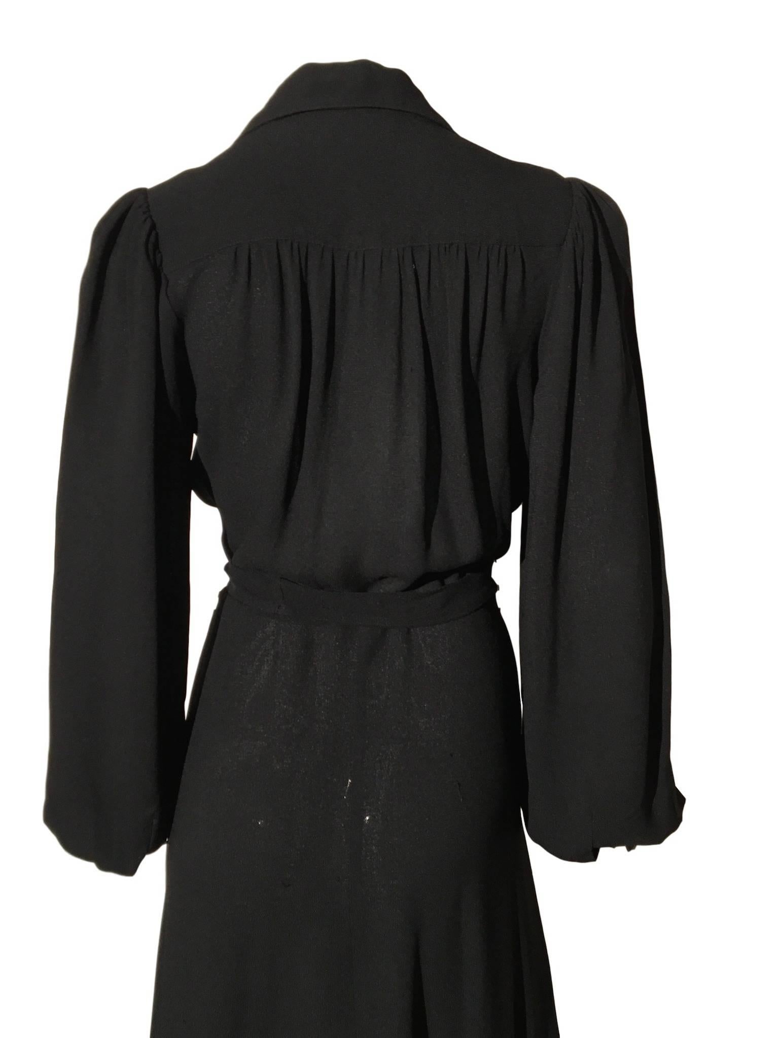 Ossie Clark For Radley Black Moss Crepe 1970s Vintage Maxi Dress In Excellent Condition In Portsmouth, Hampshire