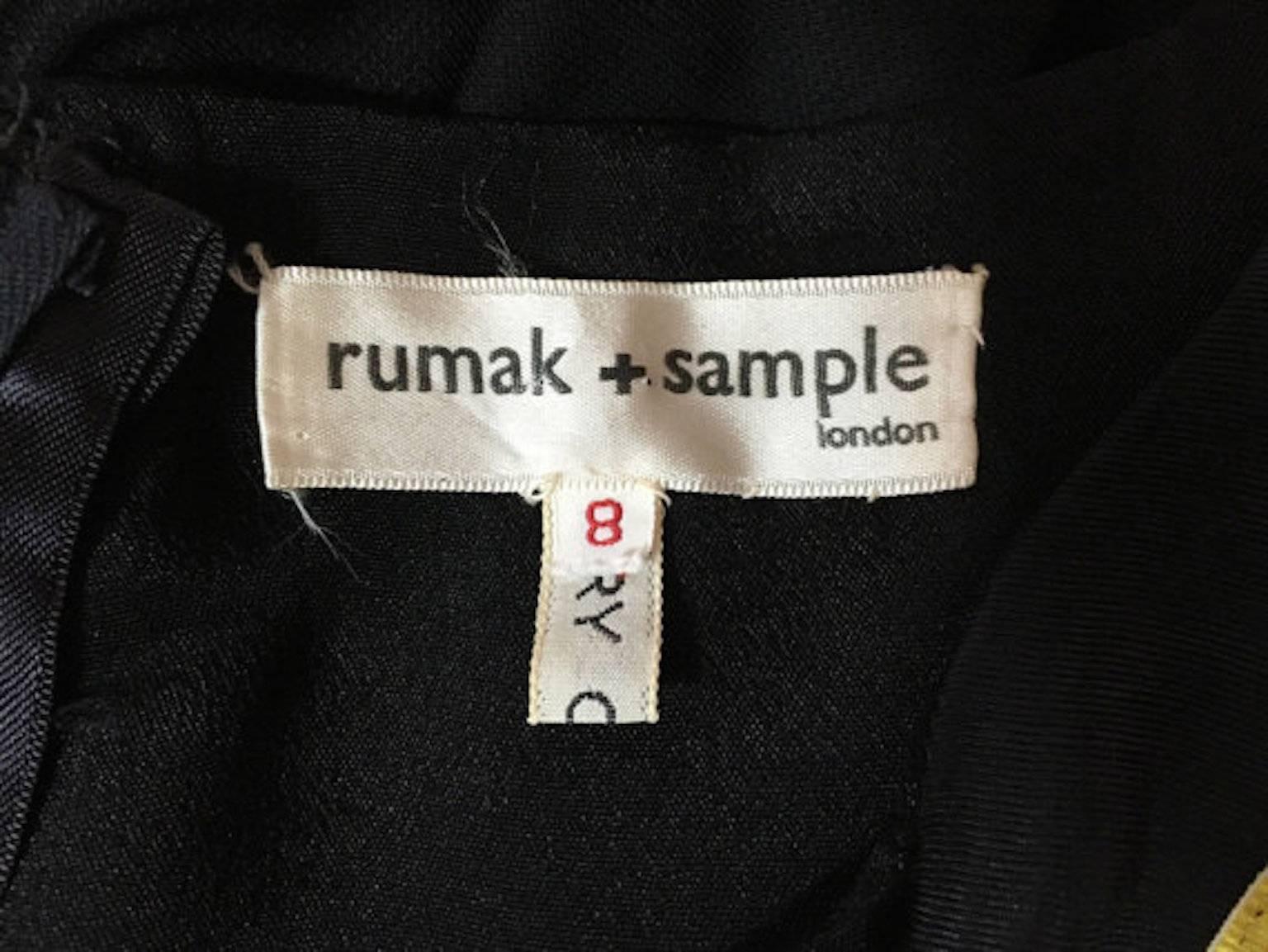 Rumak & Sample Peasant Folk Embroidered Black Maxi Chiffon 1970s Vintage Dress S In Good Condition For Sale In Portsmouth, Hampshire