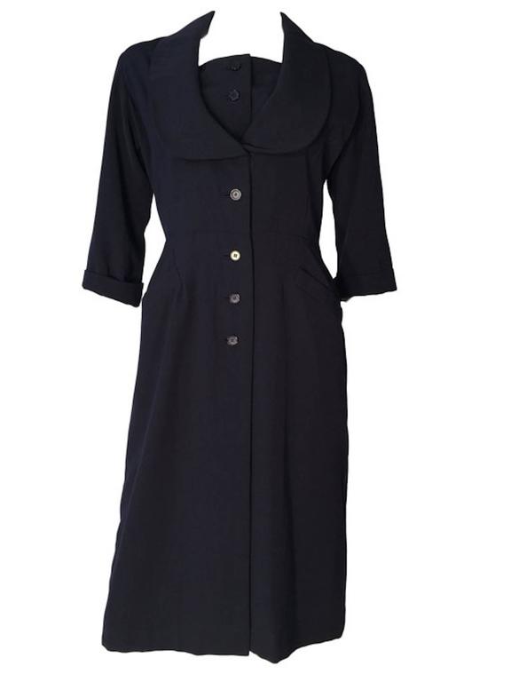 Christian Dior London Vintage 1950s Blue Wool Dress Williams and ...
