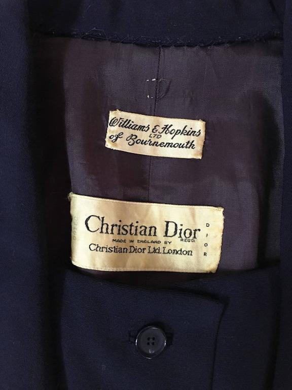 Christian Dior London Vintage 1950s Blue Wool Dress Williams and ...
