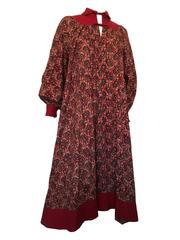 Vintage PHOOL Indian Medium Weight Cotton Paisley Smock Yoke Dress 1970s