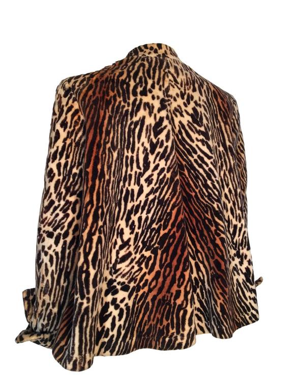 1950s 60s Vintage Faux Leopard Fur Swing Jacket Structured Shoulders ...