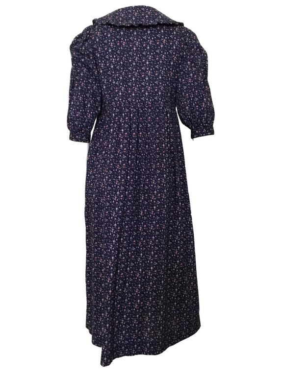 Vintage 1980s Laura Ashley Floral Cotton smock Tie Front Dress Midi at ...