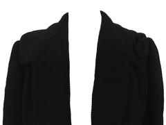 Vintage 1950s Black Obélisque Black Open Duster Coat Corded Wool French