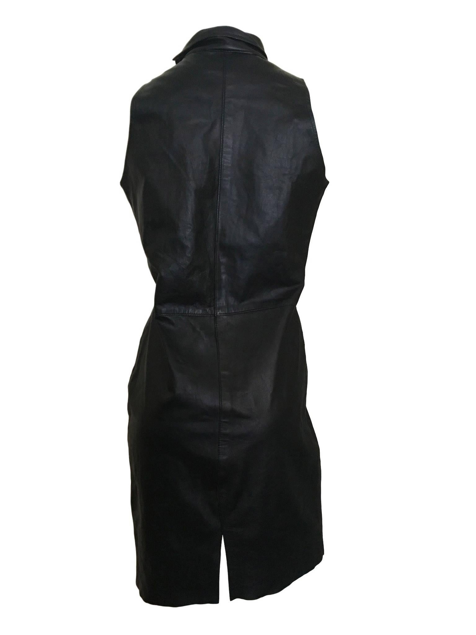 Equilibre Vintage Black Leather 1980s Dress For Sale at 1stDibs