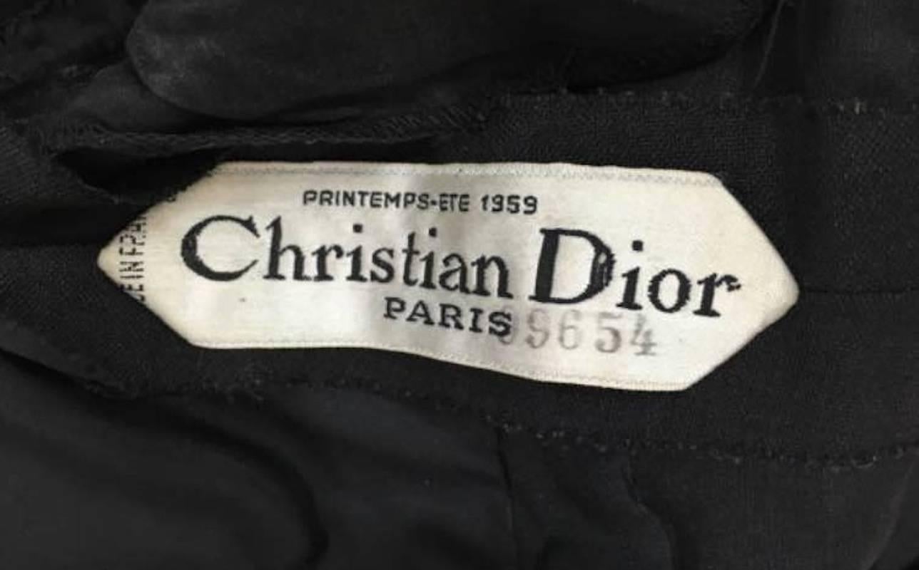 Women's Christian Dior 1959 Black Haute Couture Yves Saint Laurent Black Wool Top 10 For Sale