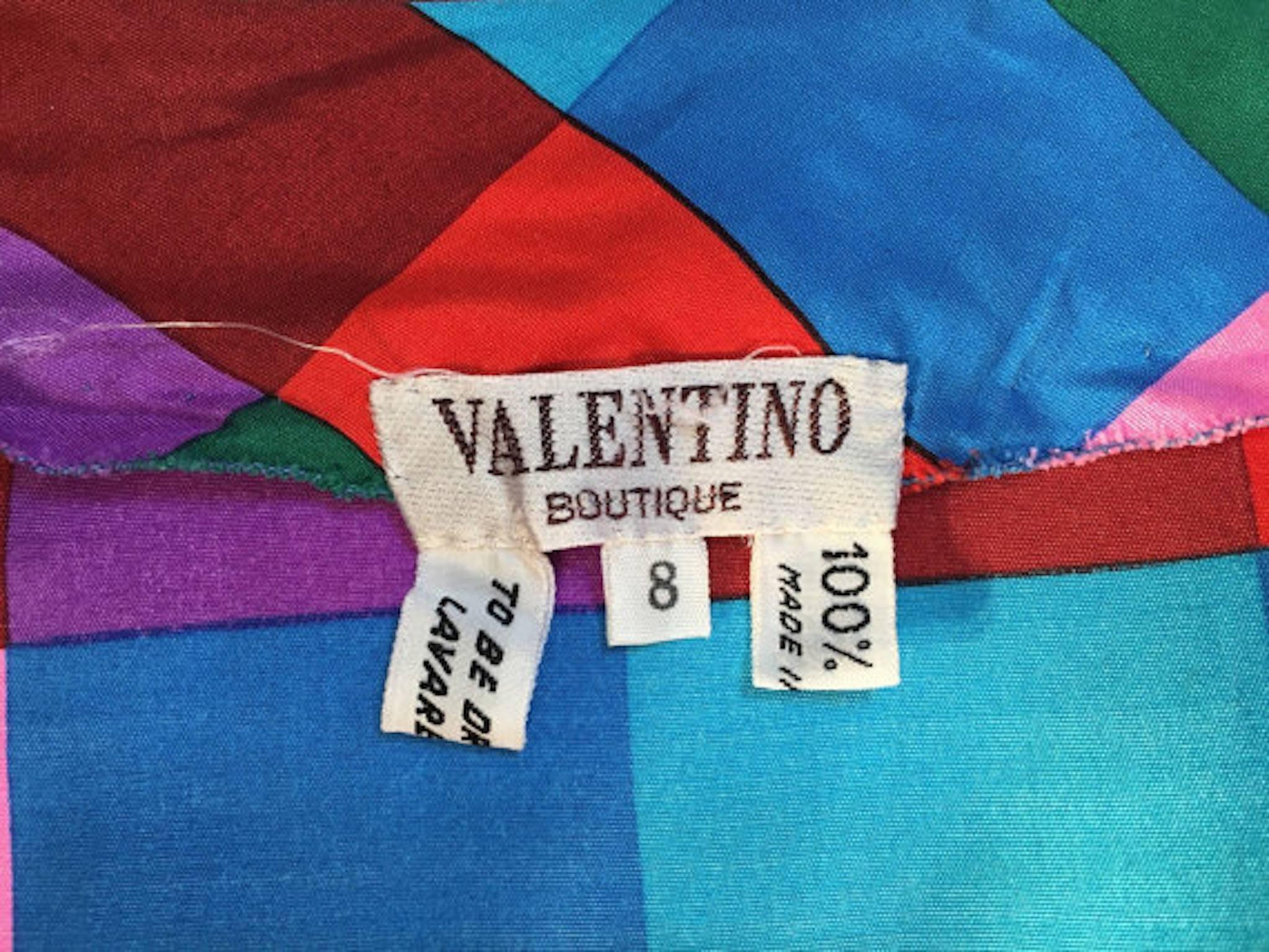 Women's Vintage Original 1970s Valentino Boutique Colour Block Maxi Dress & Leather Belt