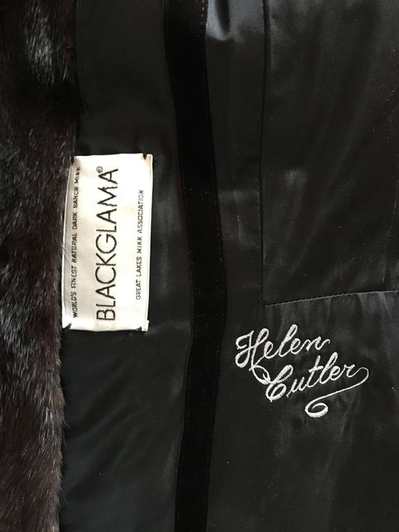 1970s BLACKGLAMA Dark Mink Coat Vintage Fox Fur Collar Belted at 1stDibs