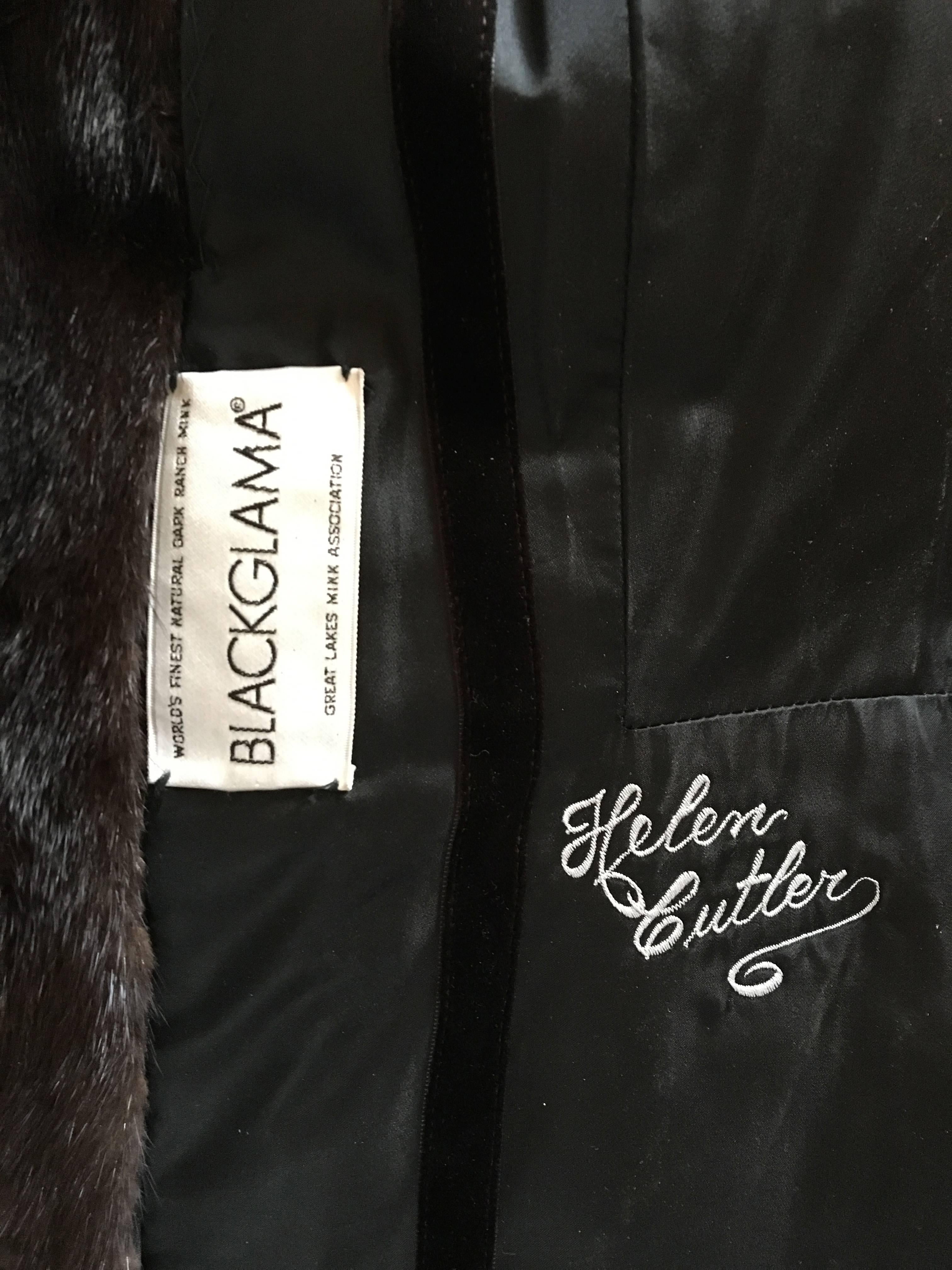 1970s BLACKGLAMA Dark Mink Coat Vintage Fox Fur Collar Belted  5